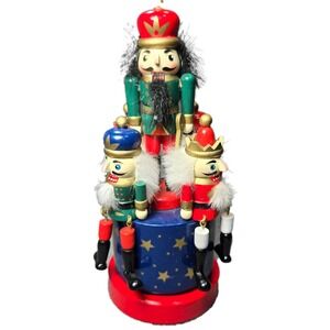 Vintage K&K Wooden Nutcracker Rotating Music Box 29-990 Plays March Christmas